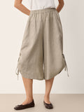 100% Linen Drawstring Hem Elasticated Waist Balloon Pants CALANTHE