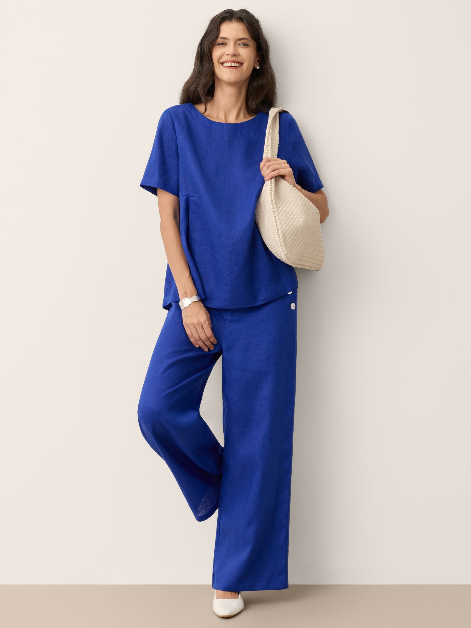 100% Linen Pleated Waist Relaxed Overtop FABIENNE