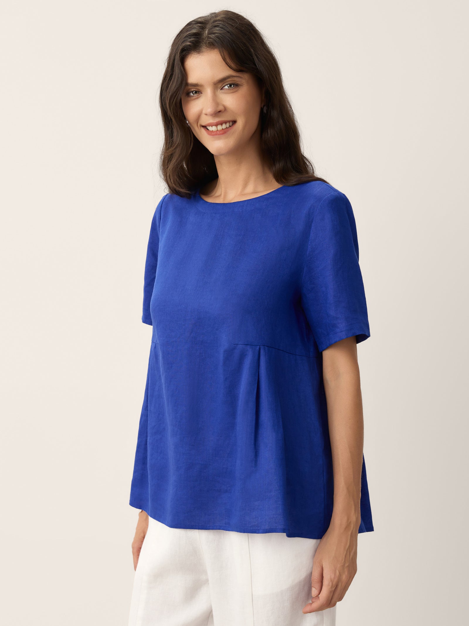100% Linen Pleated Waist Relaxed Overtop FABIENNE