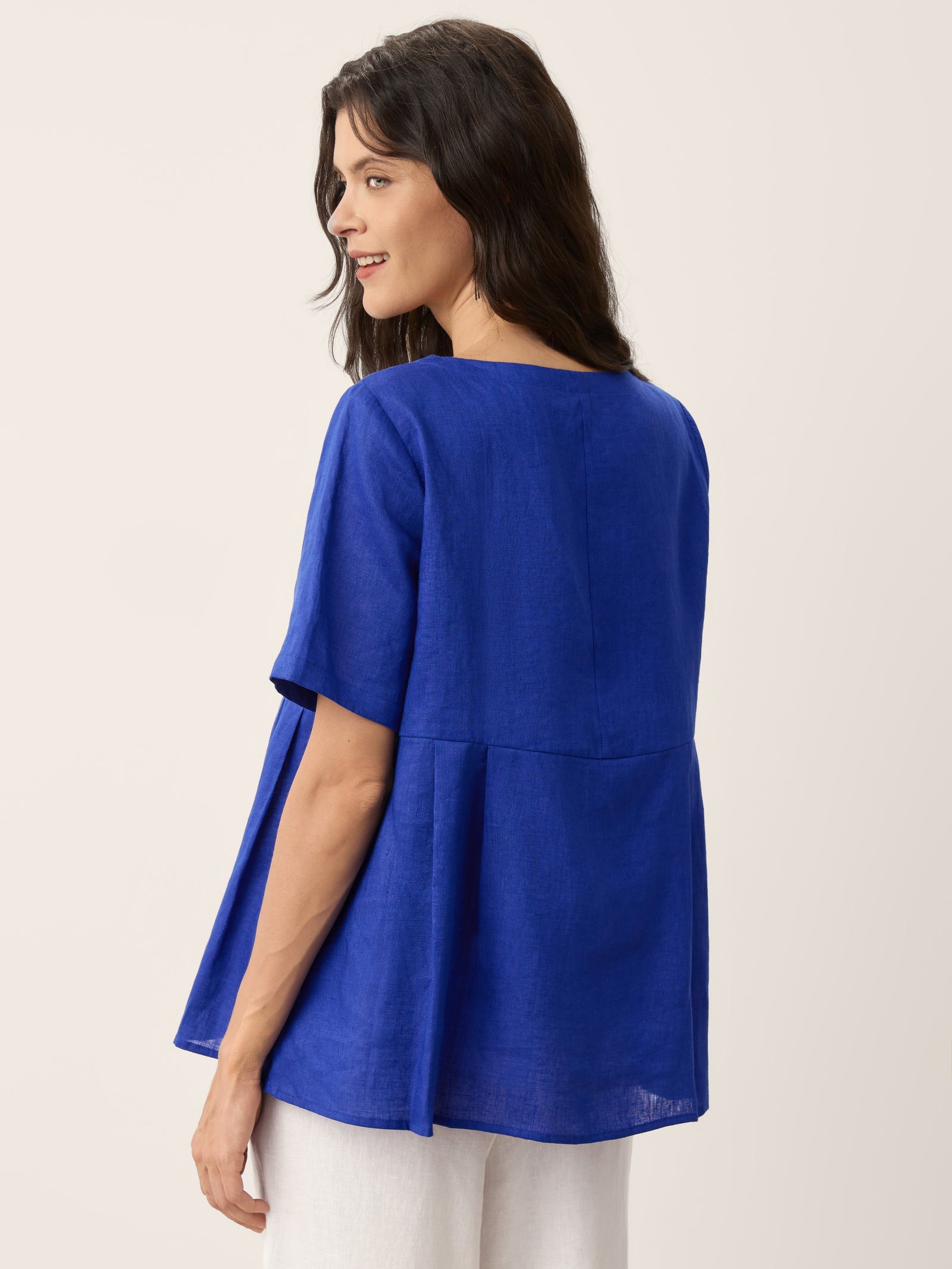 100% Linen Pleated Waist Relaxed Overtop FABIENNE