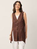 100% Linen Shell Button Slit Overtop DOMINIQUE
