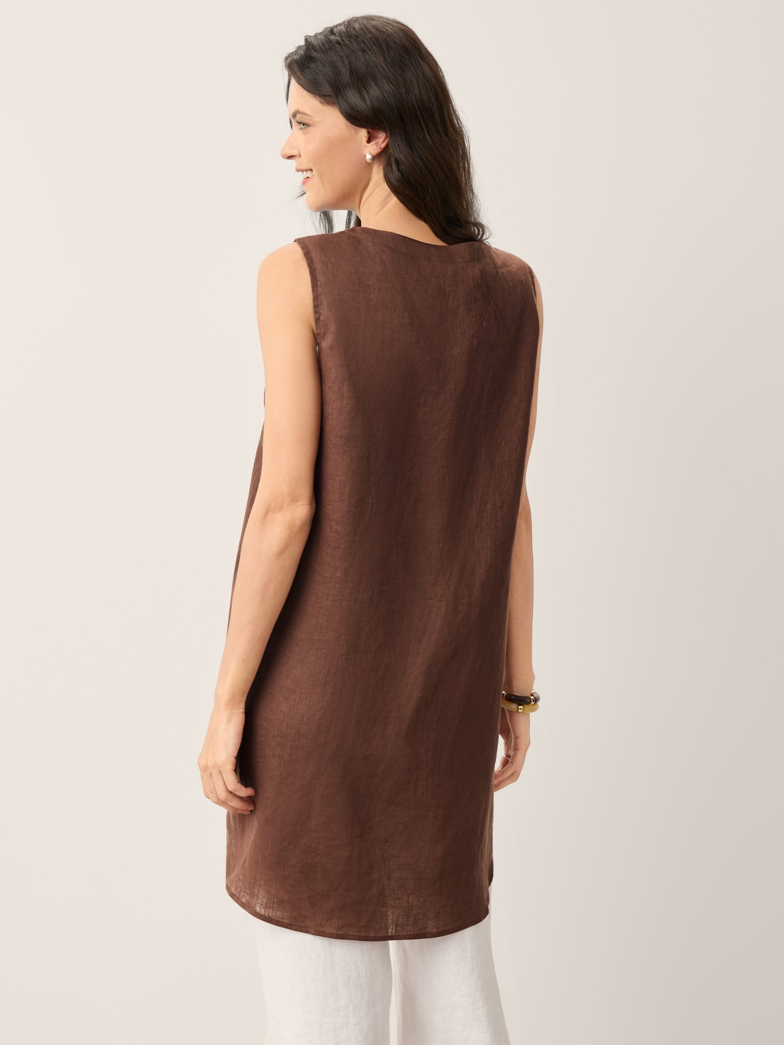 100% Linen Shell Button Slit Overtop DOMINIQUE