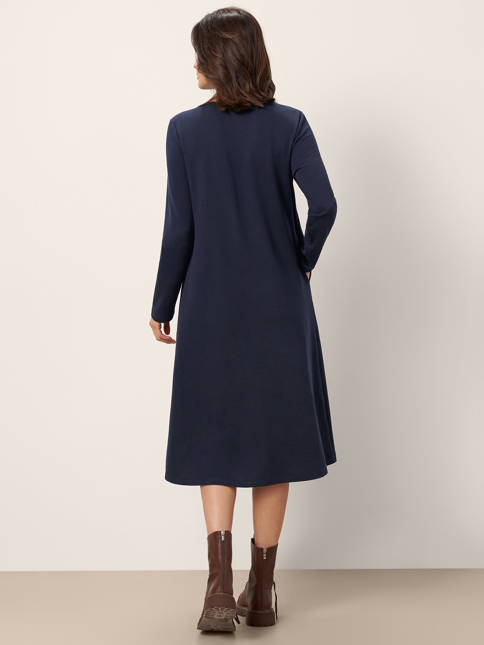 Asymmetric Pleated Waist Midi Dress ALYSSA