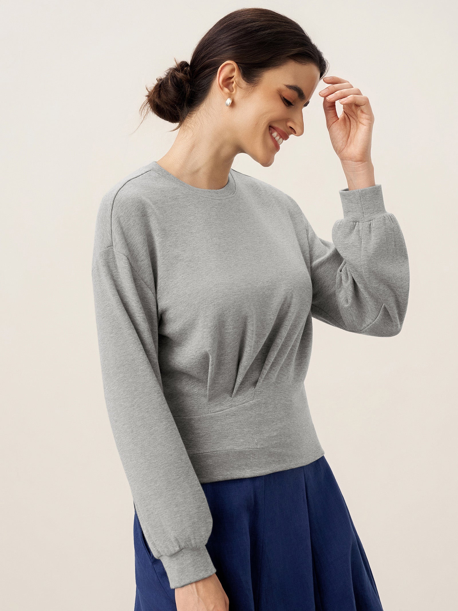 Asymmetric Ruched Stretch Knit Top CALLIOPE