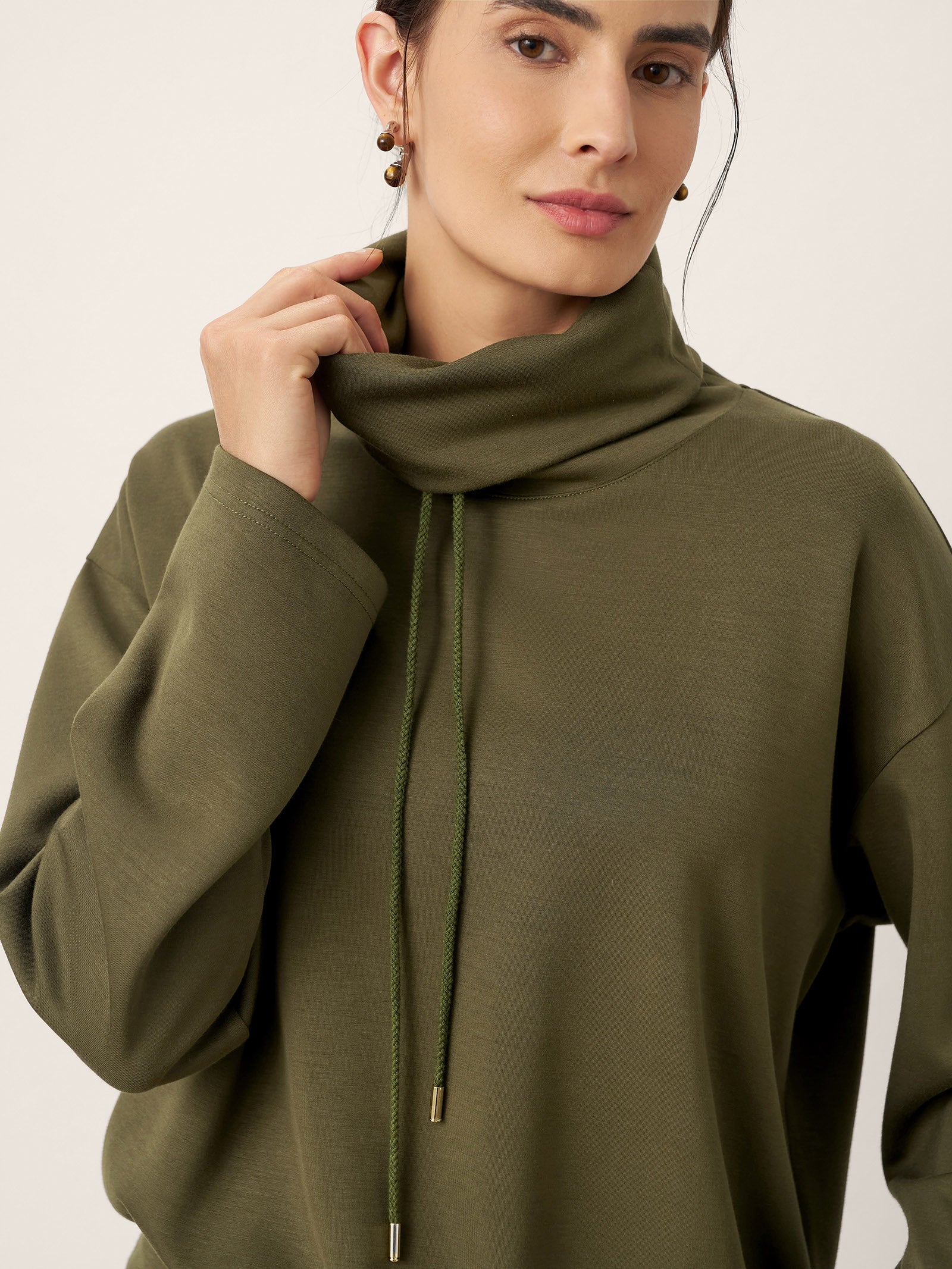 Drawstring Turtleneck Long Sleeve Top CIEL