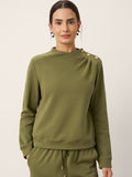 Cotton Shoulder Button Long Sleeve Top MYRA