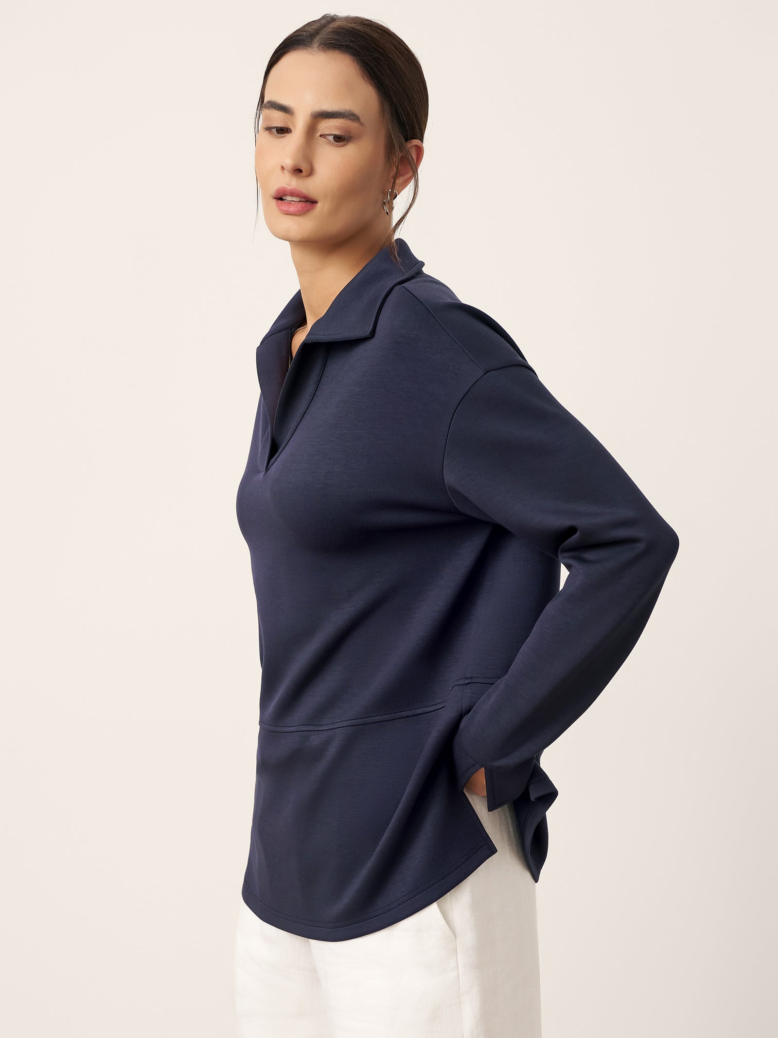 Split Hem Long Sleeve Top FAY
