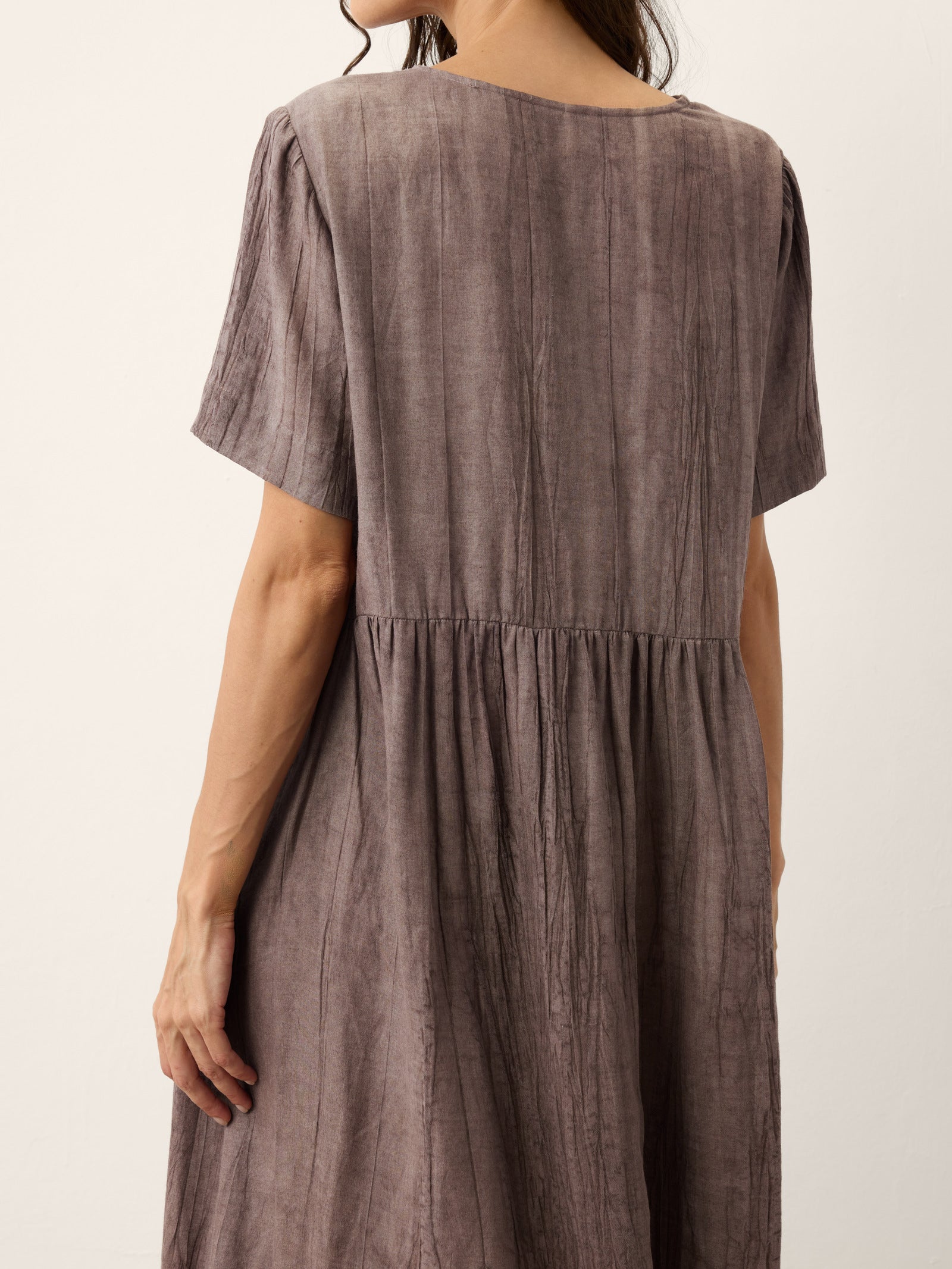 Lyocell Textured V Neck Tie Waist Maxi Dress SUSANNA
